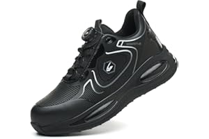 SmoothPace Arbeitsschuhe Herren Sicherheitsschuhe Damen Leicht rutschfeste Stahlkappenschuhe Bequeme Atmungsaktive Safety Shoes Mit Drehverschluss 37-46 EU