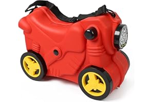 DIVCHI Kids Suitcase with Wheels Ride On, Carry On, Sit On Hand Luggage | Cabin Trolley | Children Suitcase | Travel Bags | Boys & Girls Gift (Red)