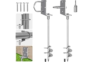 Insaga Tent Peg, 69cm Heavy Duty Ground Anchor Large Metal Earth Sand Stake Spiral Blade Screw in Trampolines Spike for Swing Set/Camping/Shed/Dog/Carport with Fixed Plate Loop, 2 Pack