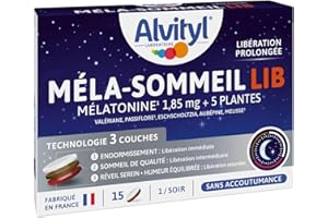 Alvityl Méla-Sommeil LIB - Mélatonine + 5 Plantes - Comprimé Tricouche à Libération Prolongée - Nuit réparatrice - 15 Comprimés Tri-couches