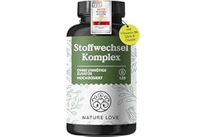 ‎NATURE LOVE NATURE LOVE® Stoffwechsel Komplex – 120 Kapseln – Grünteeextrakt, Zink, Chrom, Vitamin B6, Cayennepfeffer und Cholin – hochdosiert, vegan