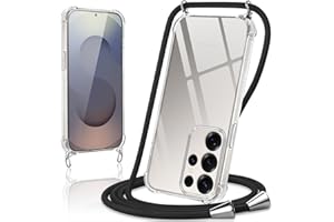 Coiwxmoi Handyband Handyhülle für Samsung Galaxy S25 Ultra 5G Hülle mit Band 6,8",Transparent Case mit Kette Abnehmbar zum Umhängen Kordel Schutzhülle,Weich Silikon TPU Stoßfest Cover,Schwarz