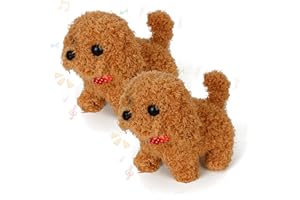 DAOUZL Perro Robot Interactivo, 2X Perrito Electrónico Realista Que Camina y Ladra - Juguete de Peluche con Movimiento y Sonido - Regalo para Niños y Niñas de 2 3 4 5 6 7 Años