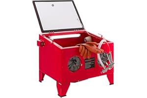 Arebos Sandstrahlkabine 90 Liter | Sandstrahlgerät mit Strahlpistole mit 4 Keramikdüsen | zur Aufbereitung |Arbeitshandschuhe | Sichtfenster inkl. 5 Ersatzfolien