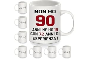BOMMEX Non Ho 90 Anni Tazze per il 90° compleanno Regali di compleanno divertenti Tazzine da Caffè per 90 anni Donne Uomini Nonna Nonno Mamma Papà Zia Zio Amici Buon Compleanno(90-b)