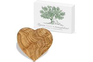 Figura Santa - Planche en Bois d'olivier en Forme de cœur Heartbeat - Planche à découper Planche à Service Planche décorative, Bois d'olivier à Grain Fin env. 21 x 19 x 2 cm
