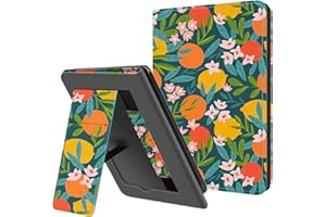 Ayotu Custodia con Supporto per 6" Nuovo Kindle 11ª Generazione 2024/2022 (Modello: RS23CV/C2V2L3), Custodia in Pelle PU con Cinturino da Polso, I Fiori e i Frutti