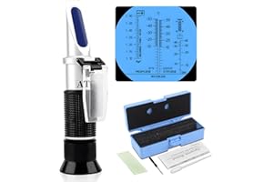 Rierousy 4-in-1 Refractometre, Réfractomètre Antigel, Réfractomètre Glycol pour Tester l'eau du Pare-Brise, l'Adblue, l'acide De Batterie, l'Éthylène Glycol, Le Propylène Glycol