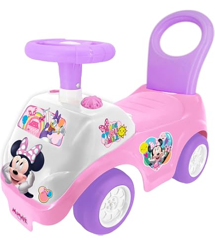 Voiture à Pousser Minnie Pour Enfants 1-3 Ans - Jouet D'éveil Avec Volant, Lumières Et Système Anti-basculement (Rose)