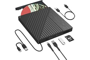 CREABIVOTION Masterizzatore DVD Esterno, lettore cd esterno per pc portatile, con lettore di schede SD/TFper PC, computer portatile, desktop, Windows 7/8.1/10, sistema operativo Linux