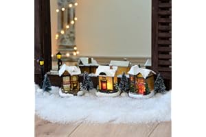 INTRENDU LED lumières de Noël à l'intérieur du village de Noël 10pcs. peint à la main avec chaîne lumineuse LED décoration de fenêtre blanc chaud Noël