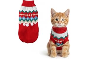 SOCIAOOIL Cat Christmas Jumper Outfit,Dog Christmas Jumper Knitwear Sweater Warm Winter Cat Clothing Pet Costume for Small Medium Dogs & Puppies(Xmas Patterns,Large)