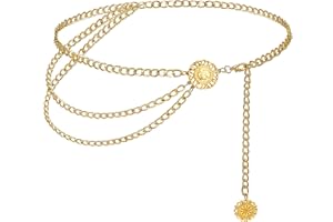 SKYGAD Taillenkette Pirat, Multilevel Goldene Bauchkette Damen Pirat Piratenkette Gold Kettengürtel, Einstellbar Hüftkette Pirat Belly Bauch Kette für Kleid