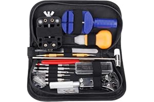 CHUER Kit di riparazione per orologio da polso professionale, 147 pezzi, kit di strumenti di riparazione di orologi in metallo per regolare cinturino e cambiare batterie con custodia di trasporto