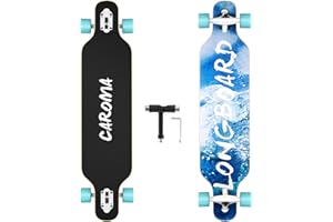 Caroma Longboard Skateboard de 41 Pulgadas, Patinetas Cruiser de Freeride de Alta Gama con Rodamientos de Bolas ABEC-11, Tabla Cruiser con Herramienta en T para Adolescentes y Adultos