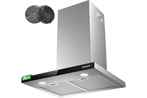 Gasland Chef TR60SS Cappa aspirante a ricircolo da 60 cm, cappa aspirante silenziosa EEK A++ 601 m³/h 9 livelli Touch Control cappa aspirante a parete con filtro