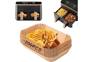 Feelhap 200 piezas Papel Freidora Aire para COSORI Dual Zone Air Fryer 8,5 L, Papel Horno para Freidora para COSORI CAF-R901-AEN, Moldes Air Fryer para Freidora de Aire Caliente