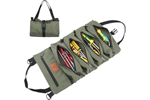 FIREDOG Roll Up Pouch, Wrench Roll Up Bag Multi-Purpose Canvas Tool Organizer (Green)