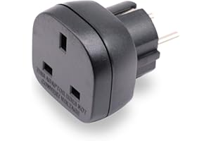 DENTJET BS 8546 Approuvé UK à EU/DE/FR/FR/IT/ES Adaptateur Enfichable, Appareil électronique 3 Broches UK/HK/UAE à Adaptateur Femelle EU 2 Broches avec Obturateur de Sécurité (1 Pièce, Noir)