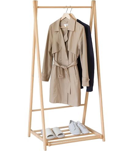 Stand Appendiabiti da Terra in bambù, Attaccapanni da Terra Guardaroba a Giorno per Vestiti Cappelli Ingresso Soggiorno Camera da Letto Portante 100kg, 64/74/84/94cmx30cmx163cm