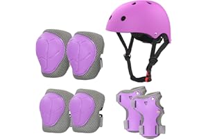 LANOVAGEAR Casco Infantil Set de Protección Casco 2-8 años Ajustable Rodilleras, Coderas y Muñequeras para Patinar Ciclismo Monopatín y Deportes Extremos