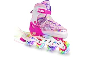 LOCAVUN Inline Skates,4 Tailles réglables avec des Roues Lumineuses,Patins en Ligne pour Enfants pour Une Utilisation intérieure et extérieure