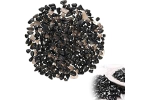 Xinjieda Natural Crystals Chips Obsidian Quartz Tumbled Chips Stone 7-9mm Natural Irregular Crushed Stones Healing Crystals and Gemstones for Aromatherapy Reiki Meditation Chakra Healing Garden Decor