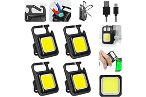Mini Led Lampada da Lavoro: 4 Pezzi Nizirioo Impermeabili 800 Lumen Luce Meccanica Magnetica Portatile con Ricarica Usb Torcia Cob per Campeggio Riparazione di Emergenza
