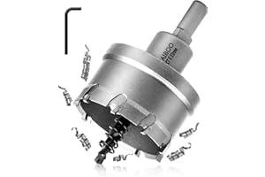 SAIBOO 53mm Broca Cortadora de Agujeros de Metal, Cortador Orificio con Punta de T.C.T Carburo de Tungsteno con Taladro Piloto para Acero Inoxidable, Acero Dulce, Aleación de Aluminio, Cobre, Hierro