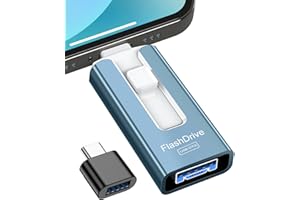 GNASEET Clé usb 256 Go, Transfert Grande Vitesse 3.0, 4 en 1, Stockage Photos, Vidéos, Fichiers pour iOS, Android, Pad, Type C et PC (Bleu)