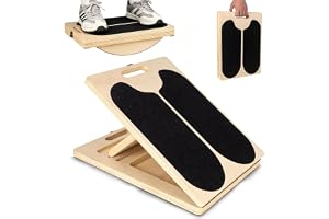 MeYuxg Sträckbräda i trä med 5 vinklar och träningsaffisch, utdragbar halkfri justerbar med bärhandtag för stretching, balans, yoga, pilates