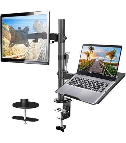 goobay Deluxe 70818 Support pour ordinateur portable de 11,6 à 17,3 (29-44 cm), max. 9 kg, à monter sur un support de moniteur, VESA 75/100 mm, noir