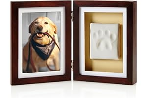 Pearhead Pet Paw Print Photo Frame with Clay Imprint Kit - Pawprint Making Kit and Photo Display for Cats and Dogs, No-Mess Pawprint Memorial, Perfect Home Decor and Gift for Pet Lovers, Espresso