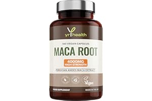 Maca Root Capsules 4000mg, 180 Vegan High Strength Peruvian Black Maca Extract Capsules, Sexual Health Supplement for Men and Women - Made in The UK by YrHealth