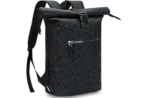 Lekeinchi Rolltop Rucksack Wasserdicht für Damen & Herren, Großer Laptop Rucksack mit Computerfach für 17 Zoll Laptop, Elegant Reiserucksack Daypack für Reisen, Radfahren, Uni Schule-Rautenmuster