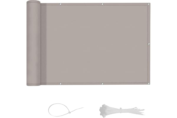 LOVE STORY Brise Vue Balcon 85x300cm - Protection UV, Cache Vue Opaque imperméable et résistant au Vent, avec Attaches pour terrasse, Jardin, extérieur -Taupe