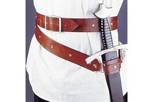 WATERALONE Schwertgürtel Mittelalter Retro Leder Schwert Frosch Gürtel Schwerthalter Doppelt Wrap Echt Leder Schwertgürtel mit Verstellbaren Trägern Universal Leder Schwert Frosch (Freie Größe)