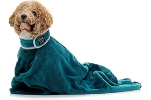 Lucky Paws® UK Dog Drying Bag - Luxurious Dog Towel Bag – Super Absorbent & Soft Dog Towels - Alternative for Dog Towelling Drying Coat - Dog Drying Towels - Perfect for Dog Grooming (M, Teal)