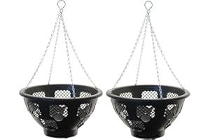 ROOTS & SHOOTS (Set of 2) 14" Easy Bloom Hanging Baskets Large Outdoor Garden Flower Planter