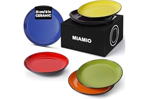 MIAMIO – 6 x Plate/Dinner Plate Set Stoneware Ceramic Tableware Set - Le Papillon Collection (Mixed, Small Plate)