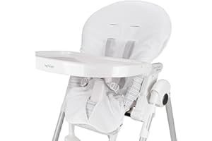 BABY IDEA Babysanity Housse de Chaise Haute Universelle en Mousse de Coton Douce Apporte à Votre Chaise Haute une Sensation de Sécheresse et de Fraîcheur 100% Fabriqué en Italie (Blanc)