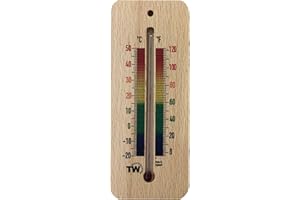THERMOMETER WORLD Thermometer aus Holz, für den Innenbereich, traditionelles Raumtemperatur-Thermometer, ideal für Zuhause, Büro, Kinderzimmer, Gewächshaus, Schuppen oder Garage, Holz, Wandthermometer, mehrfarbig