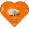 Geneve Heart Shaped White Chocolate Truffles in Heart Box, 50g (8 Truffles) | Caramel Cream Filled Praline | Milk Chocolate Hearts | Valentines Chocolate Gift Box | Kosher Chocolate Gift