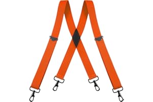 Buyless Fashion Tirantes para hombre - 48 "Correas ajustables 1 1/4" - Espalda X con ganchos negros