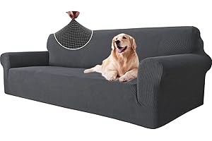 Ystyle Elasticas Funda Sofa 4 Plazas, Fundas de Sofa Ajustables con Reposabrazos, Gruesa Funda Sofá Anti Gatos Perros y Mascotas, Moderna Cubre Sofa Antimanchas Lavable, Gris