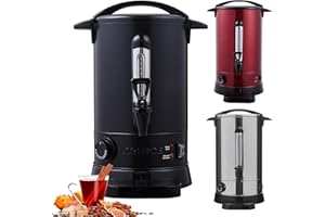 Arebos Distributeur de Boisson Chaudes 1650W | Chaudière à eau 20L 90 Tasses | Marmite à Vin Chaud en Inox | Thé Café Soupe Dispositif de réchauffement |Thermostat | Réglage de la température 30-110°C