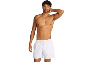 CALVIN KLEIN Män 2-pack medium dragsko badbyxor, vit (Pvh vit/rubin vin), L, Vit (Pvh vit/rubinvin), L
