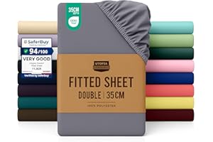 Utopia Bedding Fitted Sheet Double, Grey - Deep Pocket 14 inch (35 cm) - Easy Care - OEKO-TEX Certified - Soft Brushed Microfibre Fabric - Shrinkage and Fade Resistant - Bottom Sheet