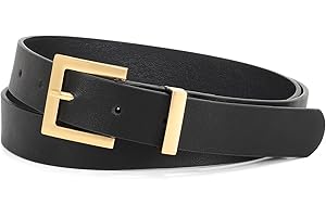 XZQTIVE Women's Leather Belt for Jeans Pants Fashion Ladies Belt with Gold Buckle Black Belt for Women