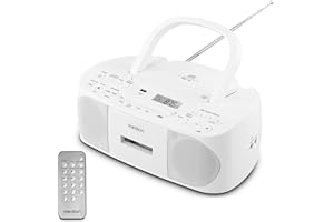 MEDION Radio stéréo E65010 (Lecteur CD, Cassette, Connexion USB, entrée Audio AUX, Lecture MP3. Radio FM PLL, mémoire 40 Stations, Fonctionnement sur Batterie, télécommande) Blanc